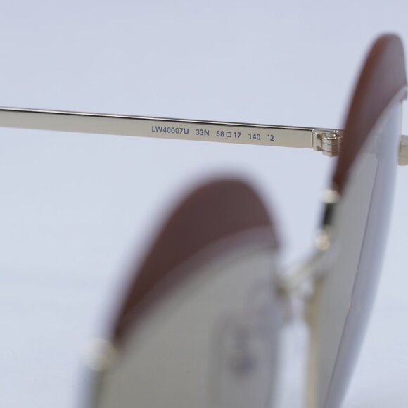 Loewe LW40007U 33N Sunglasses Gold Brown Leather Round Frame - Picture 6 of 12